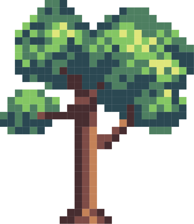 A pixel-art tree