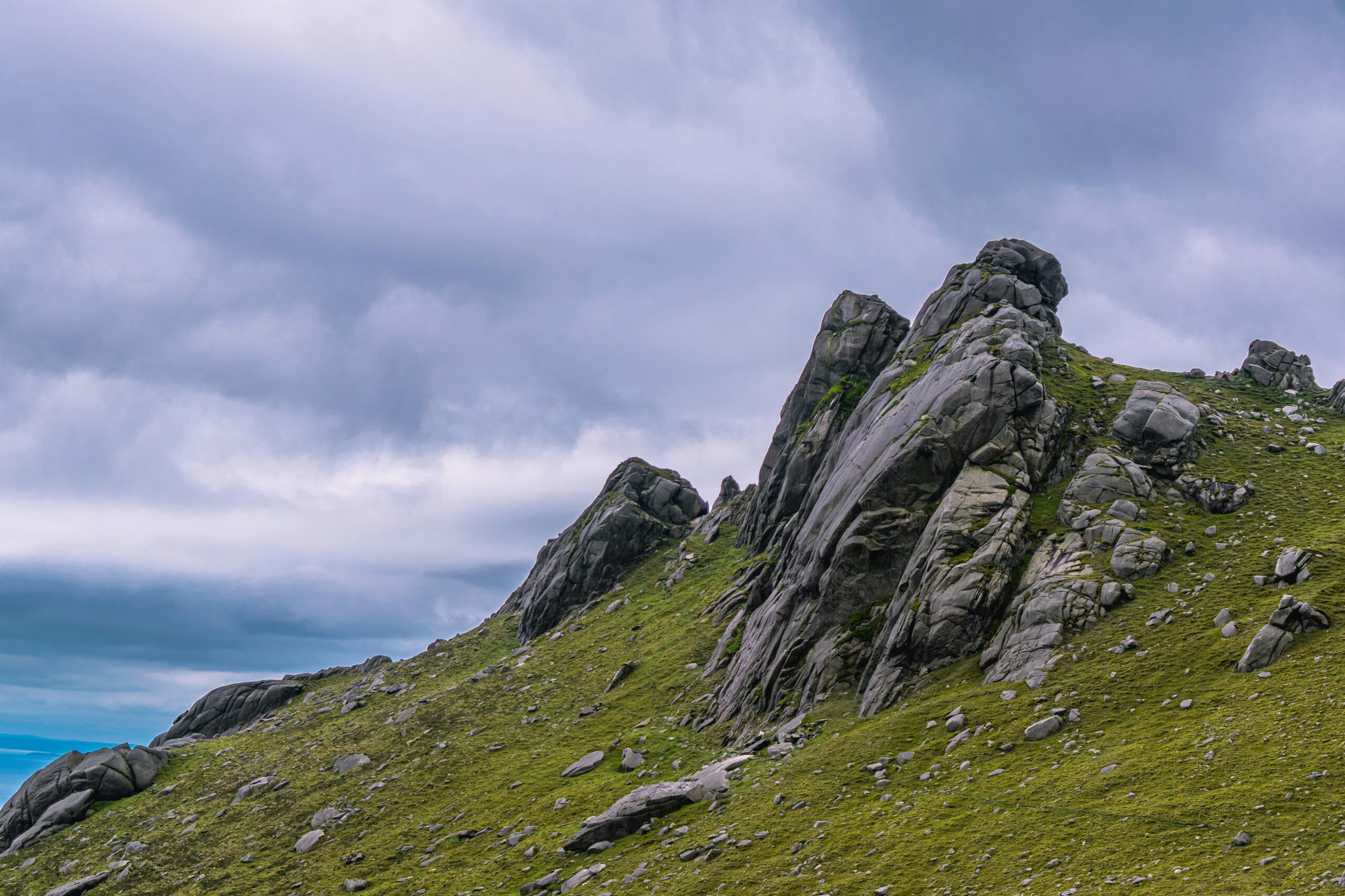 green grass covered mountain
